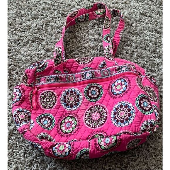 Vera Bradley Pink Cupcake Duffle Bag Carry On Baby Gym Tote Purse 16” x 10” - Picture 5 of 7